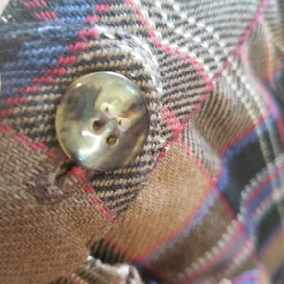 Vintage 90s Flannel Brown Plaid Maxi Skirt Set Vest Fringe Sm Top Medium Skirt - Picture 5 of 11